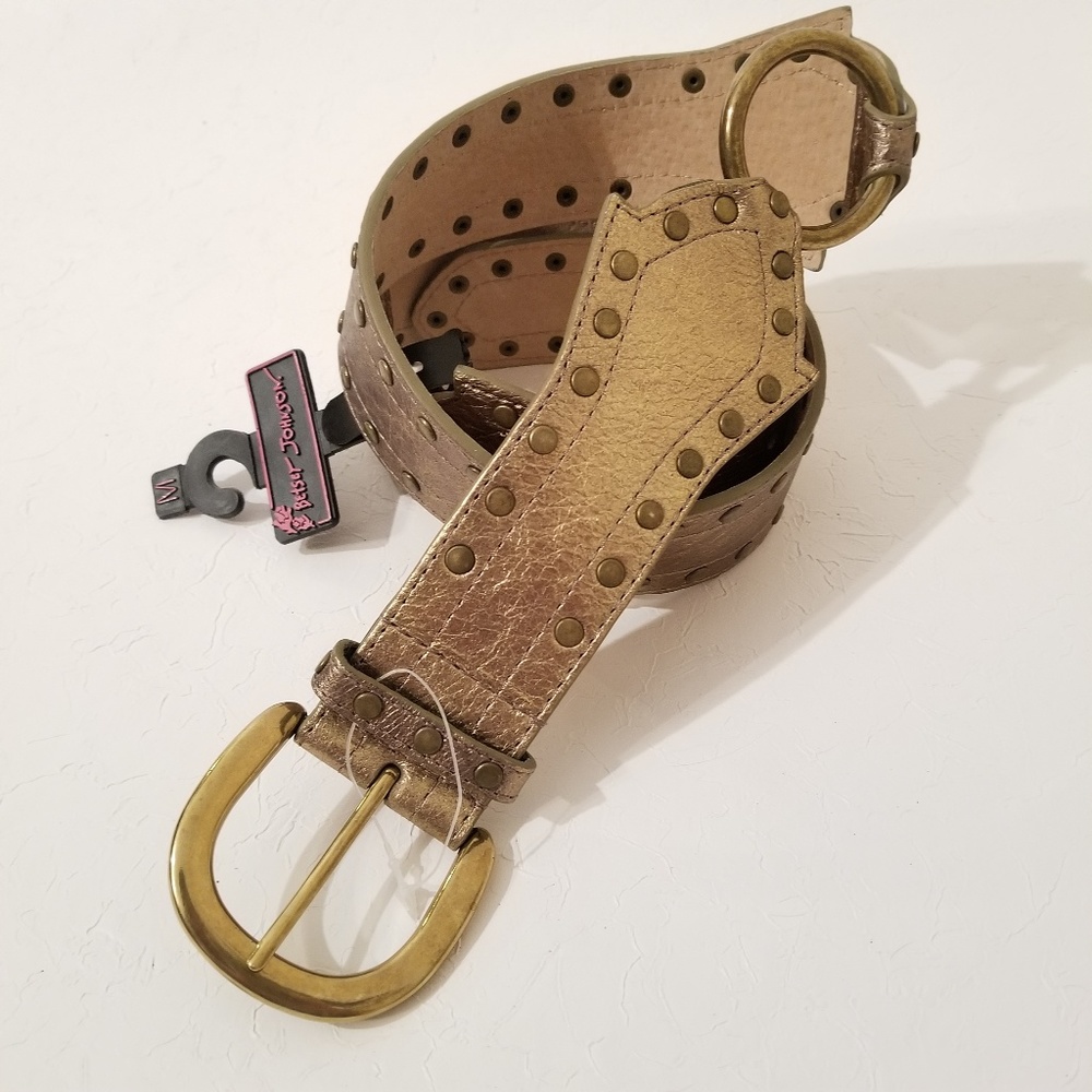 Betsey Johnson Gold and Brown Studded Belt